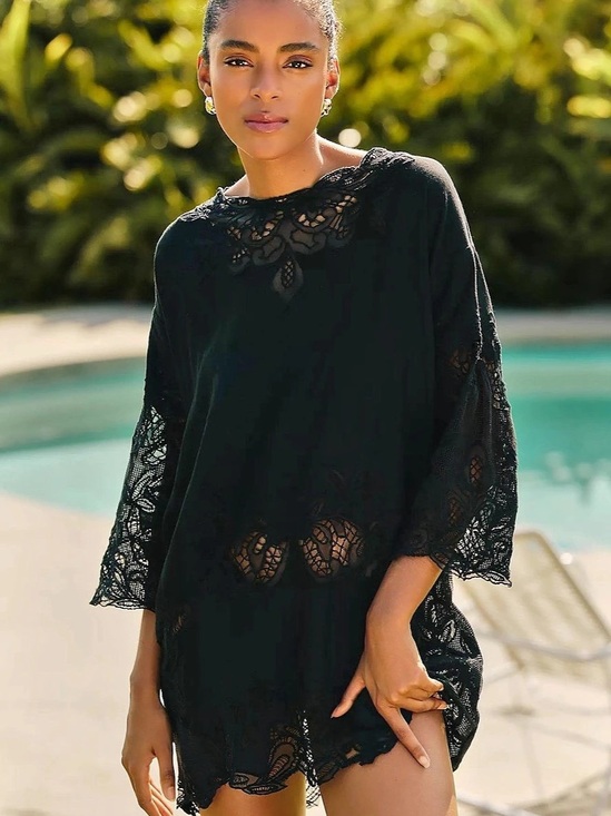 Anthropologie Dresses & Skirts - Anthropologie Celandine Linen Lace Mini T-Shirt Dress
